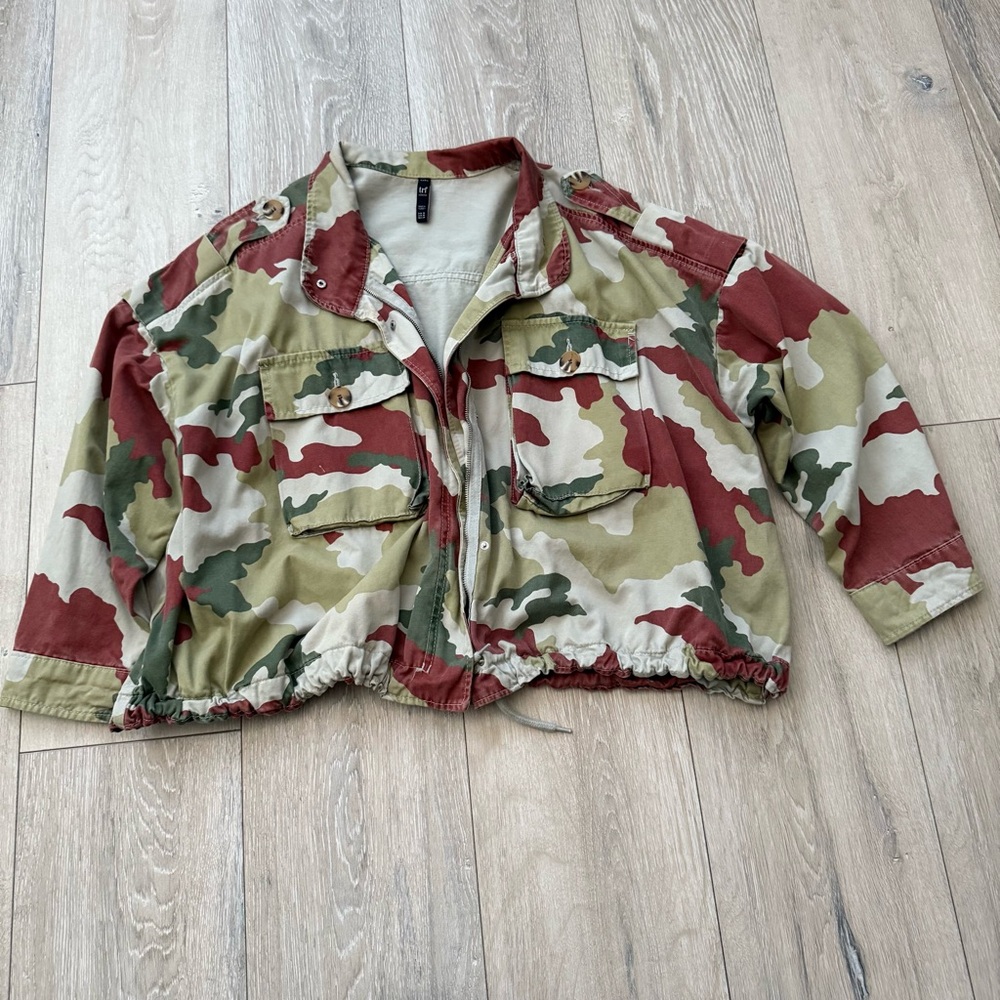 Zara Camo Camouflage Military Style Jacket